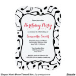 Elegant Music Notes Themed Birthday Party Invite Zazzle Music