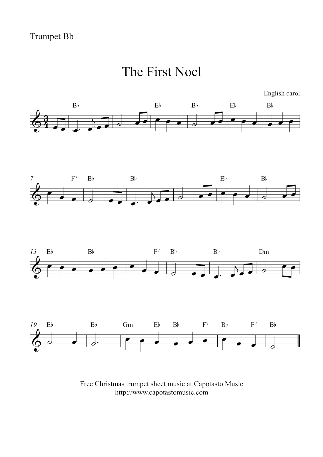 Free Christmas Trumpet Sheet Music The First Noel Free Christmas Trumpet Sheet Music The First Noel