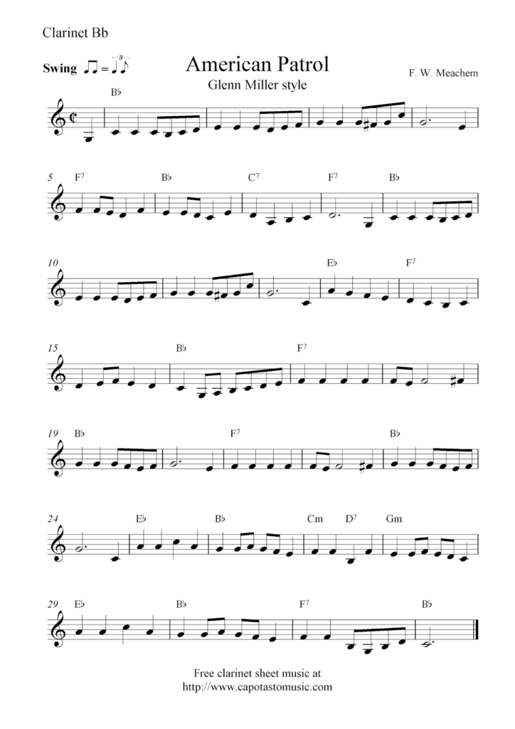 Free Printable Clarinet Music