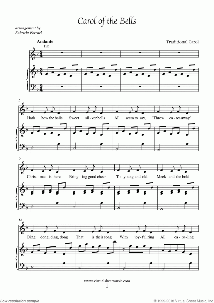 Carol Of The Bells Easy Piano Christmas Sheet Music PDF Carol Of The Bells Easy Piano Christmas Sheet Music PDF