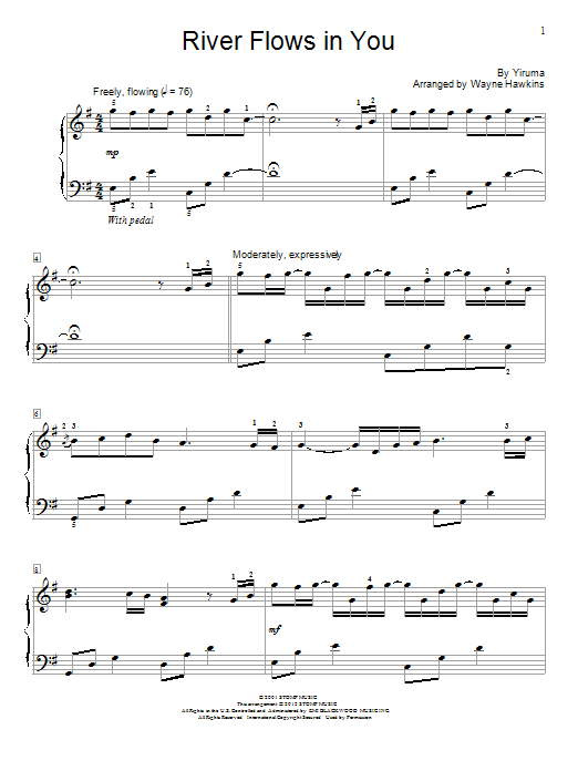Wayne Hawkins River Flows In You Sheet Music PDF Notes Chords Pop